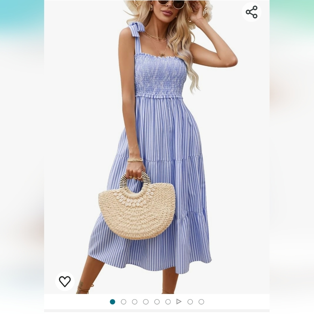 Blue Striped Midi Dress